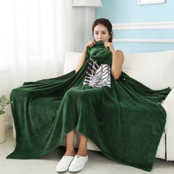 Attack on Titan Cosplay Blanket Cloak Costume Shingeki No Kyojin Survey Corps Cloak Cape Flannel Hoodie Costumes style1 M