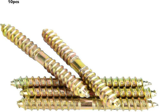 10pcs Double Head Wood Screws Plated Self Tapping 78mm*8mm For Furniture Fastening Woodworking Coupling.