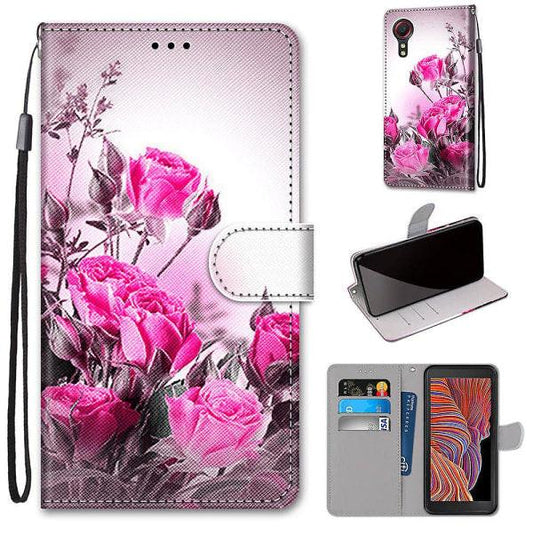 Case Compatible with Samsung Galaxy Xcover 5 Case Magnetic Card Slots Creative Rose Flower Pattern Case Coque_max.