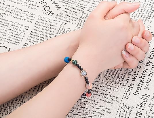 Solar System Bracelet for Men and Women, Universe Galaxy Eight Planets Guardian Star Natural Stone Beads Bracelet Gift Nine Planetsâyux Nine planets.