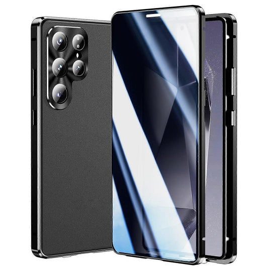 Compatible with Samsung Galaxy S25 Ultra Case Anti-Spy Double-Sided Tempered Glass Magnetic Phone Case - WELLNGS Black_yux Black.