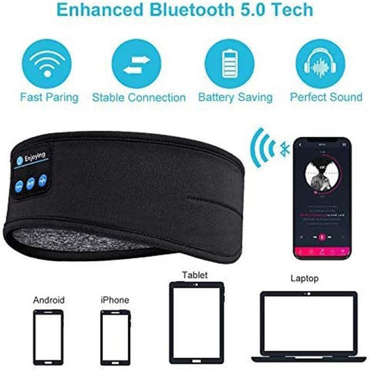Wireless Stereo Headset with Headband for Running, Sleeping and Music - Black.