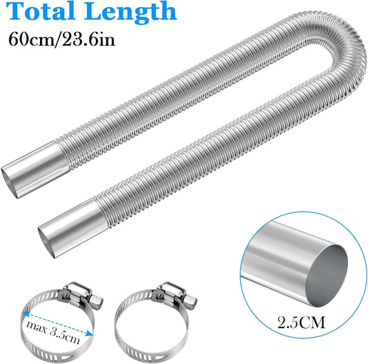 Exhaust pipe for parking heater, 60 cm stainless steel exhaust pipe car exhaust pipe with 2 stainless steel clamps for diesel heater_sai 60cm.