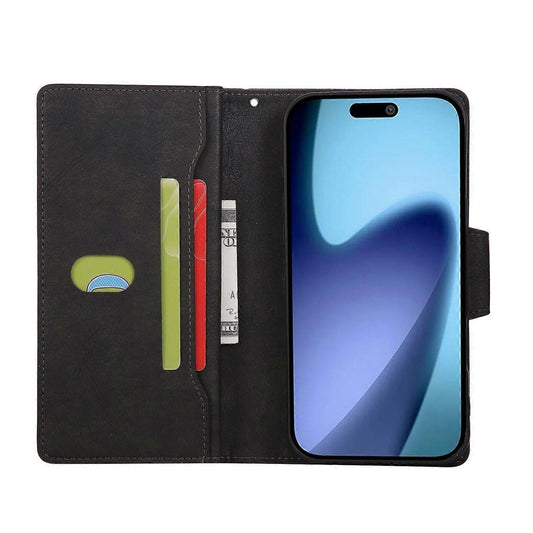 Compatible with iPhone 17 Pro Max Magnetic Leather Wallet Card Holder Black.