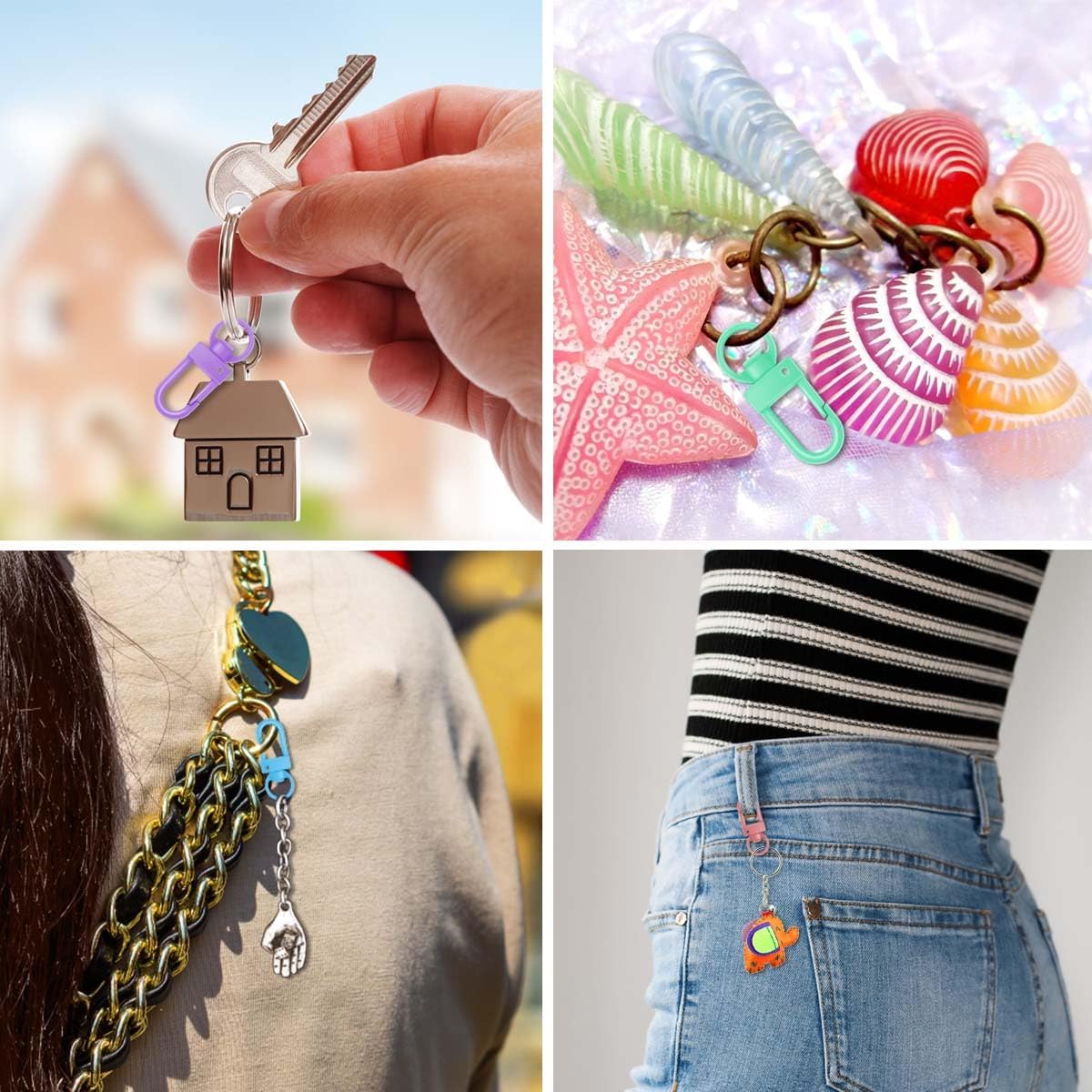36 Pcs 6 Colors Metal Swivel Lobster Claw Clasps with Key Rings Keychain Lanyards Trigger Snap Hooks Strap for Chain Findings Crafts Connector Jewelry Making DIY Accessories Bag