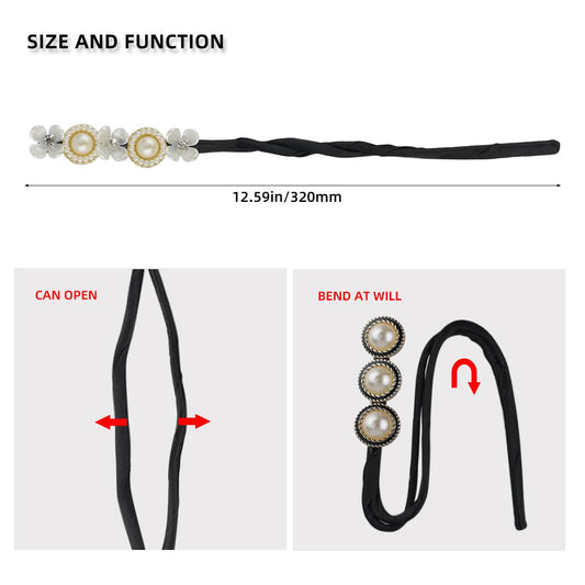 Petluno 4PCS Hair Bun Maker Donut Dacron Iron Resin Material - Lazy Curler for Women Girl Styling Accessories French Hairstyle Twist Tool Black Color