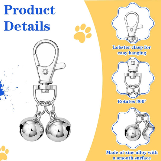 10 PCS Small Bell for Dog Collar Loud Bells for Cat Collars Mini Sliver Training Bells Cat Loud Bell Necklace with Heavy Duty Snap Clips Pet Pendant for Dogs Pets Tracking Training Christmas Gift