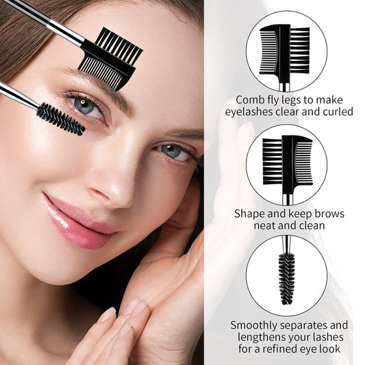 3 PCS Eyelash Shaper Eyelash Comb Separator Double Head Eyebrow Brush Black 3 Head Eyebrow Makeup Tool Different Spoolie Brushes to Separating Lashes Eliminating Mascara Clumps Grooming Brows