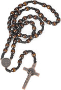Rosary Beads Handmade Wooden Rosarios Catolicos l Cross For Catholic Or Christian Gift(Woven Coffee Color)
