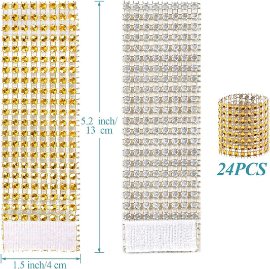 24Pack Napkin Rings, Gold Napkins Rings Plastic, Gold Napkin Holders for Anniversary, Birthday, Parties, Weddings and Dinners