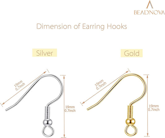 200pcs Mix Earring Hooks & Backs, Silver & Gold, 100pcs Hooks & 100pcs Backs, DIY Earring Supplies