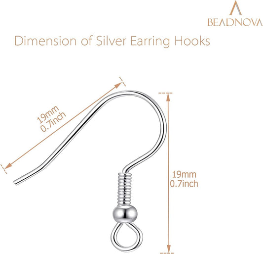 Fish Hook Earring Hooks 150pcs Earring Findings with Backs for Ear Wire Supplies Ear Post Making DIY (150pcs Silver Earrwires and 150 pcs Backs, Total 300pcs)