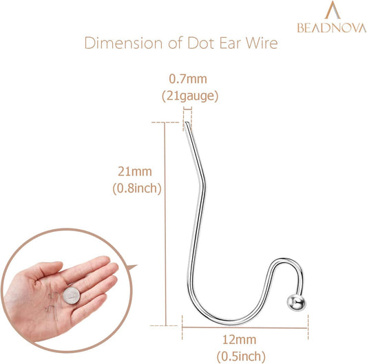 Earring Hooks 100pcs Mix Color Ball Dot Ear Wire with Rubber Backs Earwire for Jewelry Making Earring Supplies (50pcs Ear Wire Each Color and 100pcs Backs, Total 200pcs)