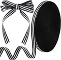 54.68 Yards Black and White Striped Ribbon, 0.39 Inch Wide Grosgrain Stripe Ribbons Fabric, Polyester Fabric Embellishments for Wrapping Wedding Birthday Decor DIY Crafts