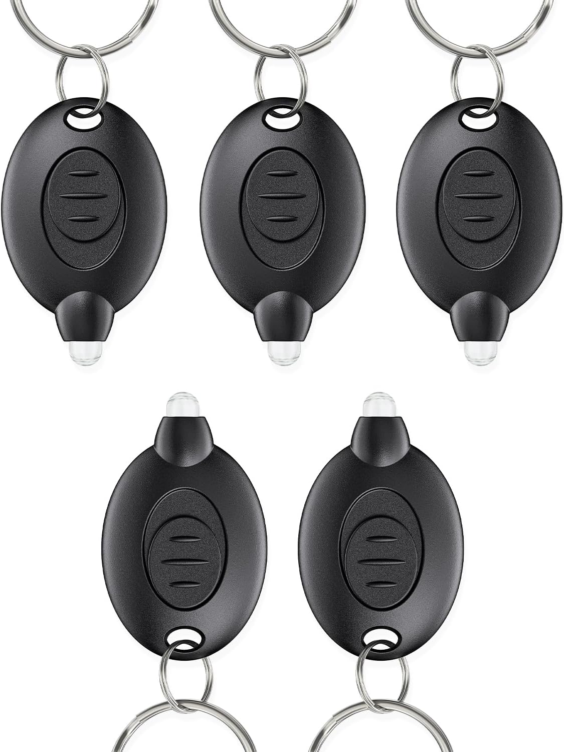 5 Pack LED Keychain Flashlight Mini LED Keychain Light 12 Lumen Portable Ultra Bright Battery Powered Key Ring Torch for Outdoor Camping Hiking and Emergency Lighting, Black Shell