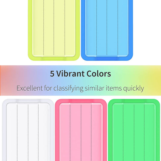 20 Pieces Key Tags 2 Inch Plastic Key Chain Tags with Ruled Blank Paper Labels Transparent Covers and Split Rings Sturdy Item Identifiers, 5 Colors