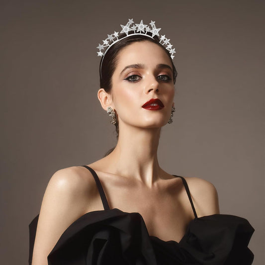 Star Halo Crown Silver Headpiece, Rhinestone Headband Tiaras and Crowns for Women and Girls, Party Wedding Festival Hair Accessories