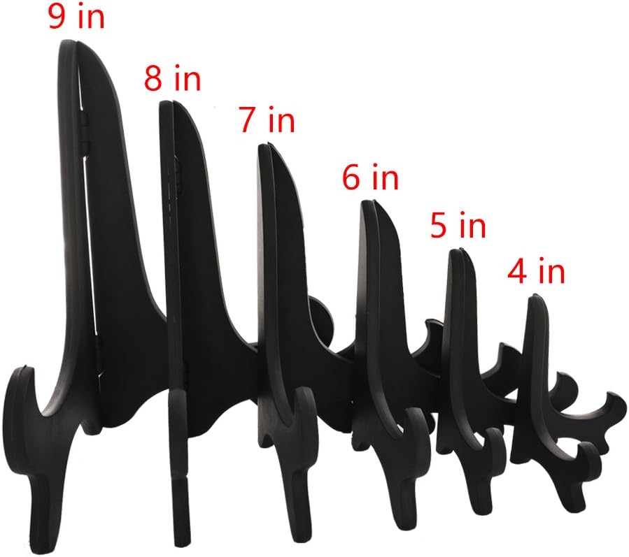 Black 4" Wood-Like Plastic Easels Plate Display Stands Picture Frame Stand Holder-Set of 4