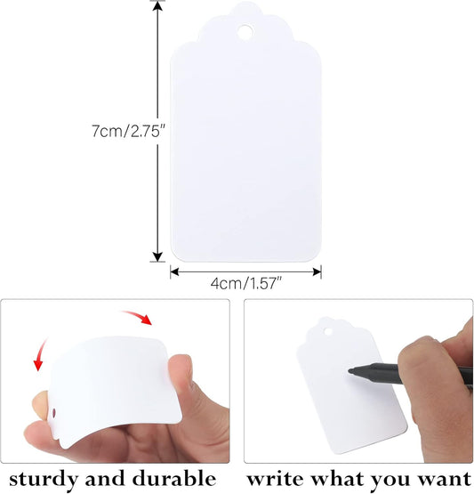 100Pcs Blank Tags with String - Gift Hanging White Kraft Paper Labels, 2.8x1.6Inch Writable Name Tags for Party Favors, DIY Crafts, Gift Wrapping