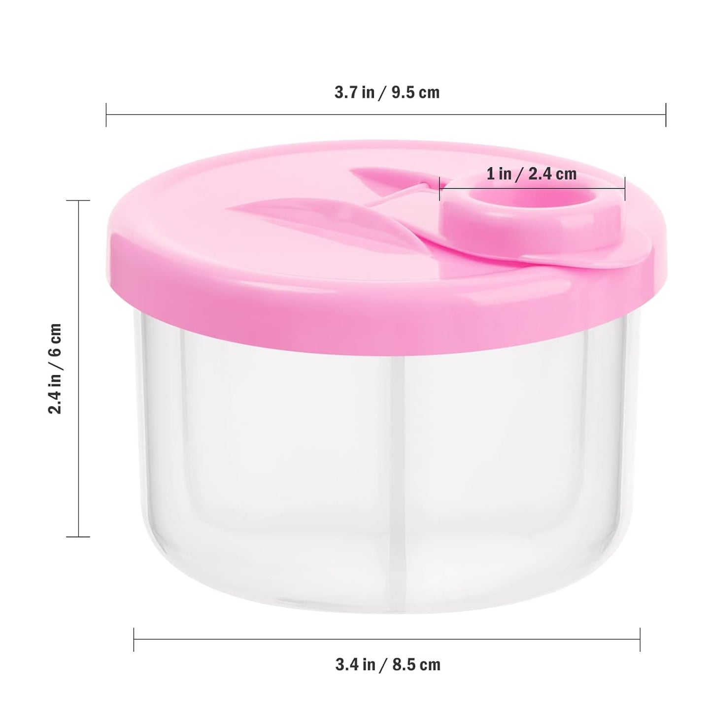 Baby Formula Dispenser On The Go, Non-Spill Rotating Three-Compartment Formula Container to Go, Milk Powder Kids Snack Container for Infant Toddler Travel, Pink