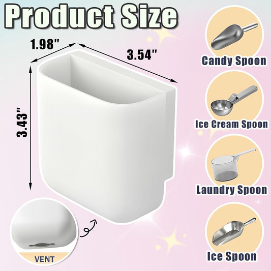 Ice Scoop Holder for Ice Machine Small Self-Adhesive Ice Scoop Holder for Ice Machine and Freezer Wall Mounted Storage Box for IceCream Scoops Keep Ice Scoops Dry and Clean Simple to Install