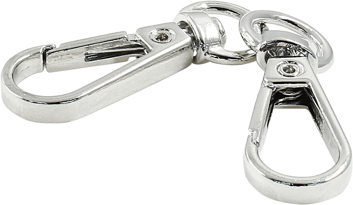 4 Pcs Swivel Snap Hooks with Key Rings, Double Opening Metal Swivel Clasps Lanyard Snap Hooks Lobster Claw Clasps Keychain Hooks for Key Jewelry DIY Crafts, Silver