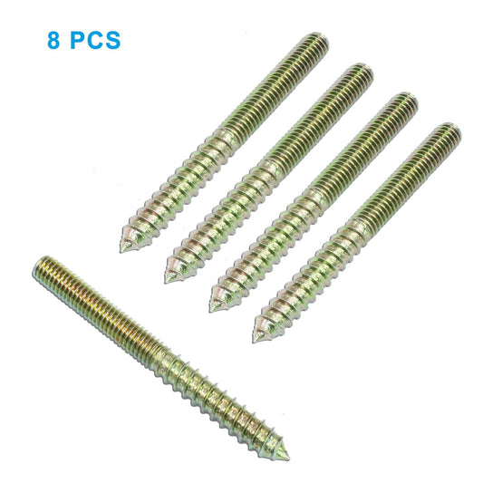 8 Pack 3/8-16 x 4 Inch Hanger Bolts Double Headed Self-Tapping Screw Threaded Rods Bolt for Furniture Wood Joint