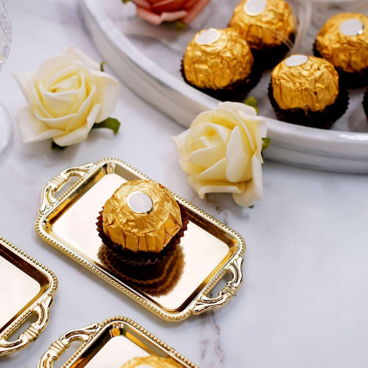 Efavormart 12 Pack - 4" Gold Rectangular Mini Candy Display Tray Favors for Wedding, Bridal Shower, Baby shower, Birthday, Candy Jars Decorations