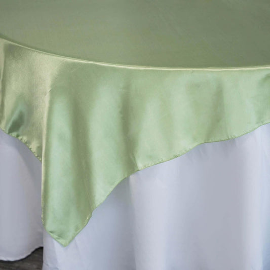 Efavormart 60" Satin Square Tablecloth Overlay for Wedding Catering Party Table Decorations SAGE Green Square Tablecloth Cover