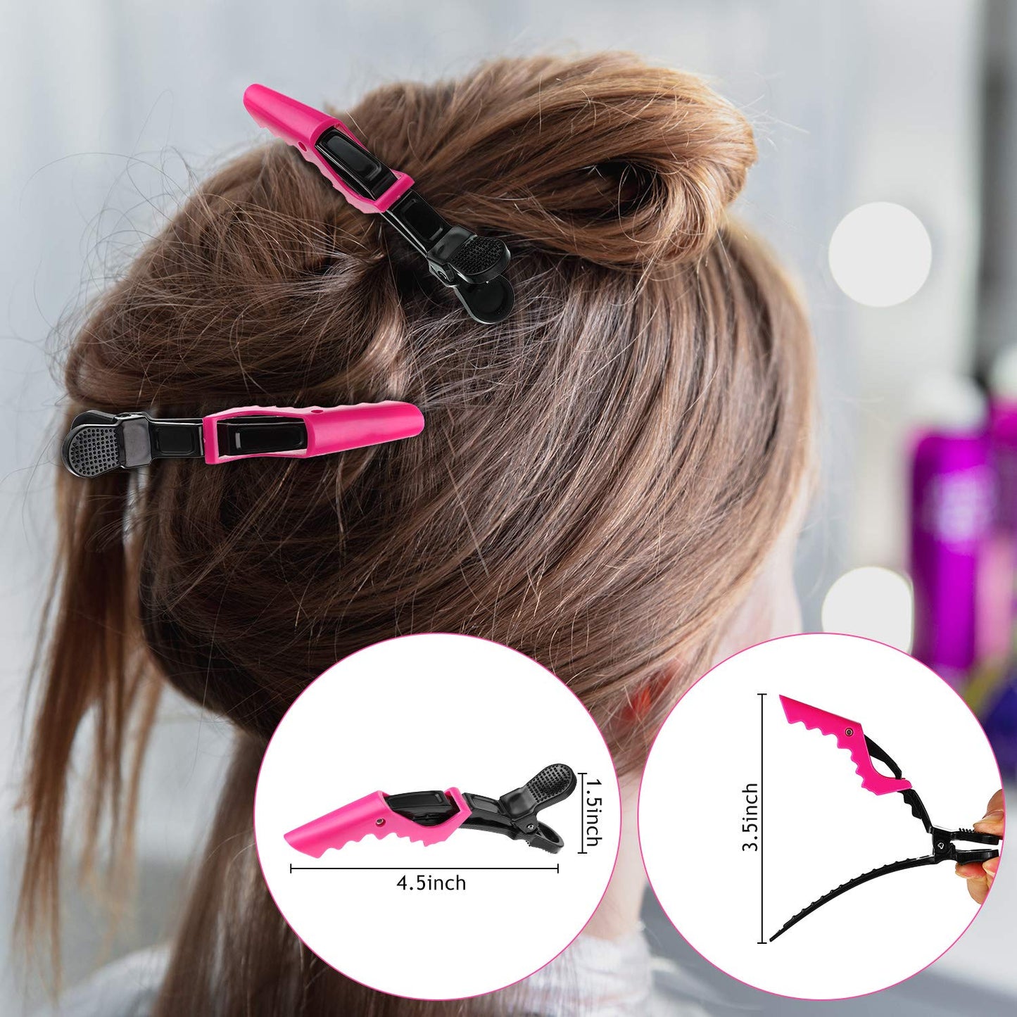 Hair Comb Set, 8 Pieces Rat Tail Combs, Teasing Combs, and Hand-held Alligator Clips, Carbon Fiber & Metal, for Hair Stylist, Braiding, Hair Women Girls, Daily Use