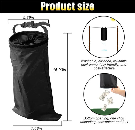 2PCS Car Trash Bag, Auto Portable Trash Can Universal Hanging Car Garbage Bag, Waterproof Garbage Can with Elastic Opening, Car Organizer Auto Accessories for Car, Home, Outdoor