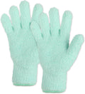 2 PCS Dusting Gloves for House Cleaning, Microfiber Coral Fleece Cleaning Mittens Reusable Washable Household Gloves for Plants Cars Blinds Lamps and Hard to Reach Corners (Cyan)