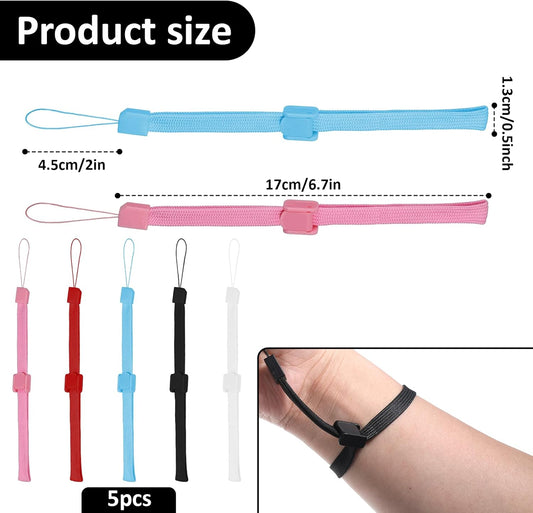 5 PCS Hand Wrist Strap, Adjustable Phone Lanyards for Cell Phone Multi Purpose Wristbands Phone Strap Wristlet Wristband with Lock for Wii Remote Controller, Mobile Phone, Mp3, Digital Camera