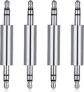 3.5 mm Male to Male Audio Cable Connector, 4 Pack 1/8" Audio Jack Stereo Jack Adapter Metal Silver Headphone Jacks Coupler Connector for Smartphones, Mic
