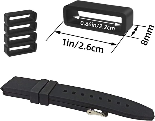 6 Pcs Watch Band Loop Holder Keeper for Resin Belt, Replacement Fastener Rings for Silicone Leather Rubber Watch Strap, Durable Fastener Retainer Size(22mm)