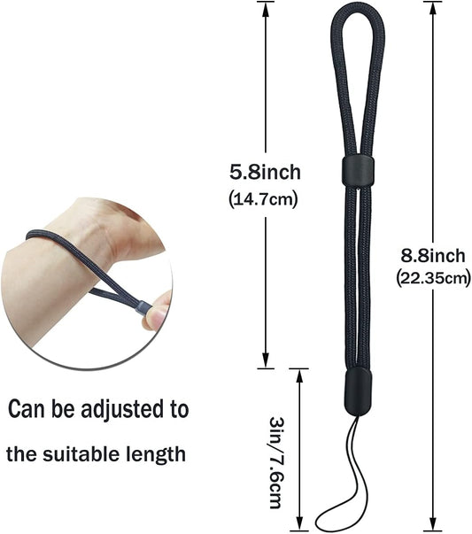 5PCS Wrist lanyard, 8.8 inch Hand Wrist Strap Lanyard, Adjustable Nylon Wristlet Straps for Cell Phone, Camera, GoPro, PSP, USB Flash Drives, Flashlight (Black)