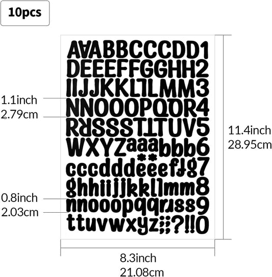 1260 Pieces 10 Sheets A4 Vinyl Letter Sticker, Self Adhesive Letters Numbers Mailbox Numbers Sticker for Signs, Window, Mailbox, Door (Black,1 Inch)