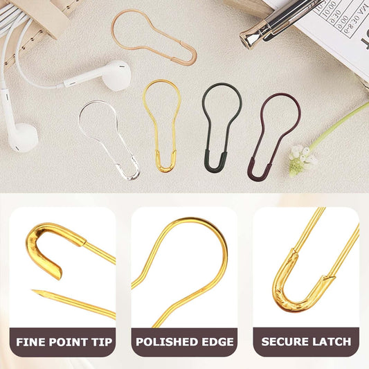 300Pcs Mixed Color Safety Pins - 0.9 Inch Metal Calabash Bulb Clothing Tag Pins for Knitting, DIY Crafts, Clothing Tags & Home Accessories - Colorful Gourd Pins for Sewing, Quilting & Fabric Projects