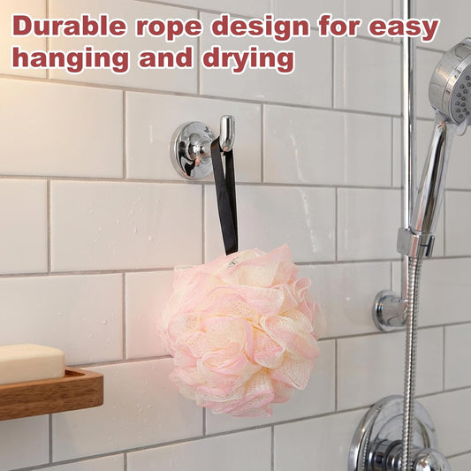 2 Pack Loofah Sponge Shower Loofahs - 2 Colors Bath Sponges Mesh Balls for Body Scrubber - Exfoliator Wash Back Scrubber Bathroom Men Women - Scrubbers Cleaning Bathing Accessories.