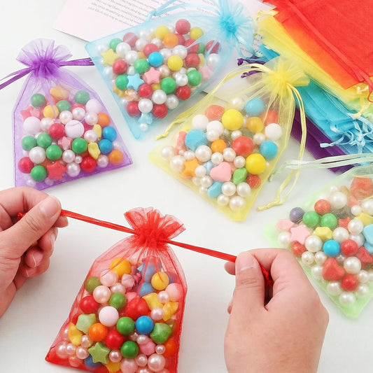 Fampery 50Pcs Premium Organza Bags Bulk - 5 Colors Drawstring Wedding Favor Bag - 4x6inch Jewelry Gift Bags for Wedding Festival Party - Pouches for Jewelry Bathroom Soaps Wrapping Supplies