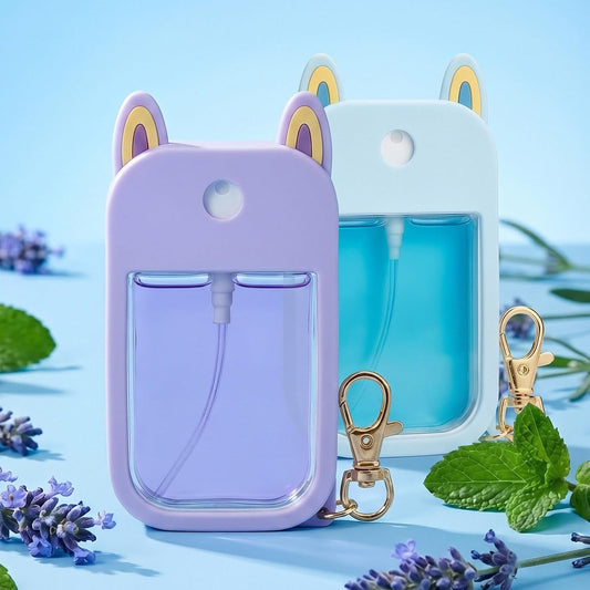 2-Pack Hand Sanitizer Spray Case Compatible with Touchland, Silicone Travel Hand Sanitizer Case Holder with Keychain for Touch Land Mist Cases 1FL. OZ - Blue,Purple.
