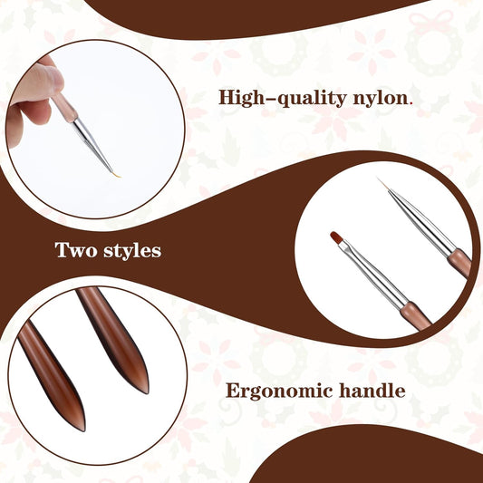 2Pcs Hard Gel Brushes for Nails,Flat Gel Nail Brushes Versatile Nail Design Brush for Petals,Leaves,Flowers Nails Design Tool for DIY Salon.