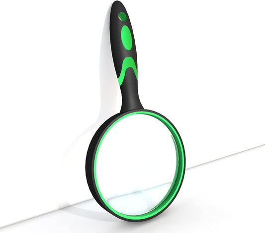 10X Shatterproof Magnifying Glass Large Handheld for Seniors Kids 75mm Lens with Non-Slip Rubber Handle Magnifier Reading Science Insect Hobby Observation