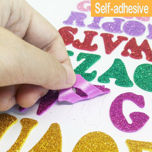 5 Sheets 210PCS Colorful Glittery Foam Self Adhesive Letters Stickers,Foam Letter Stickers Alphabet for Kid's Arts Craft Supplies Greeting Cards Scrap Books Home Decoration
