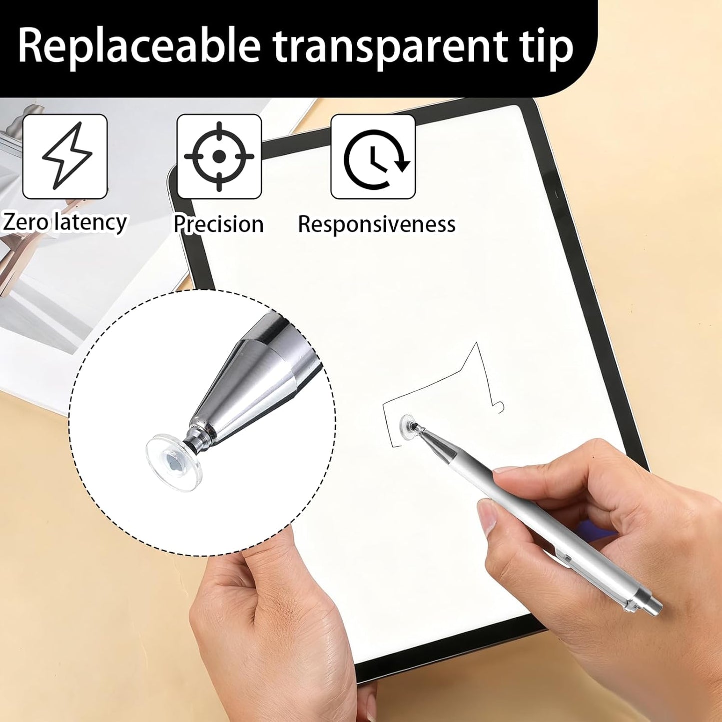 24 Pcs Stylus Tips Replacement Tips Only, Stylus Pen Tip Replacement High Precision Replaceable Pen Disc Tops Universal Round Shape Penpoint for Mobile Phones and Tablet PC Touch Screen Devices
