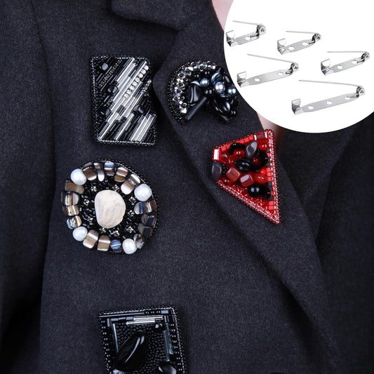 150 Pcs Brooch Pin Backs Kit, 5 Sizes Silver Safety Bar Pins for Crafts Metal Flat Back Locking Clasp Clasp Backings for DIY Jewelry Making Badge Name Tag and Craft DIY Accessories