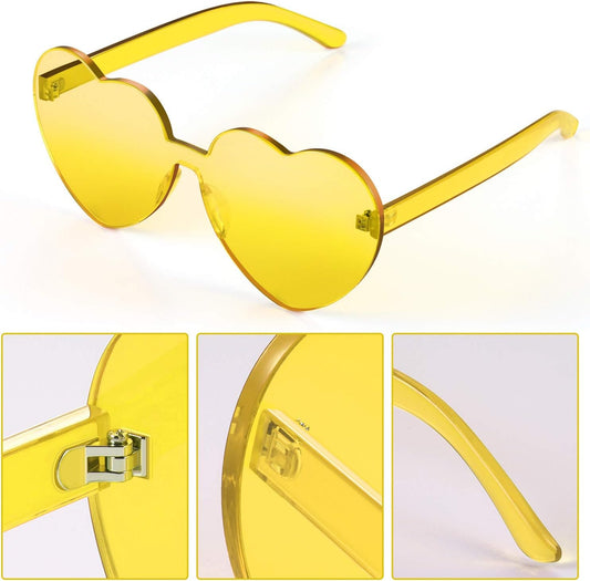 Maxdot Heart Shape Sunglasses Rimless Transparent Heart Glasses Colorful Party Favors