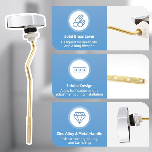Metal Toilet Handle Replacement, Compatible with TOTO THU068#CP Trip Lvr for St743S, Brass Handle Trip Lever, Side Mount Toilet Flush Tank Lever, Chrome