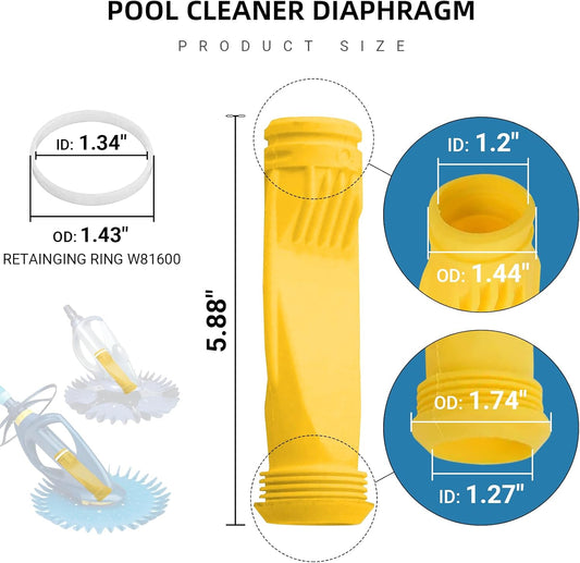 (4-Pack Pool Cleaner Diaphragm Exact Replacement W69698 W81701 W81700 with Retainging Ring W81600 | Compatible with Zodiac G3 G4 Alpha 2 3 - Made from Heavy Duty Rubber