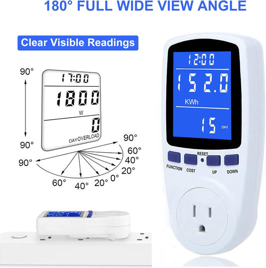 Upgraded Watt Power Meter Plug Home Electrical Usage Monitor Consumption, Energy Voltage Amps Kill Tester with Backlight, Overload Protection, 7 Modes Display